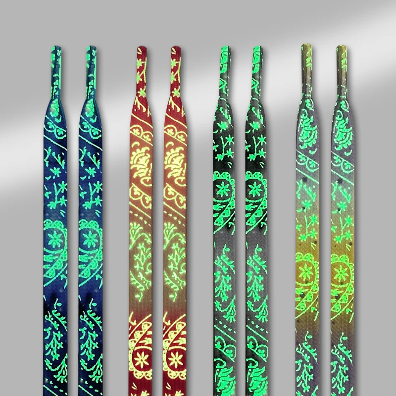 1Pair Luminous Shoelaces for Sneakers Flat Splash-ink Shoe Laces Fluorescent Glowing Running Boot Shoelace Cool Shoestrings