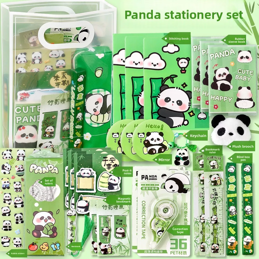 Cartoon Panda Stationery Set - Creative Student Combination Stationery, Gift Pack, Children's Back-to-School Season Small Gift