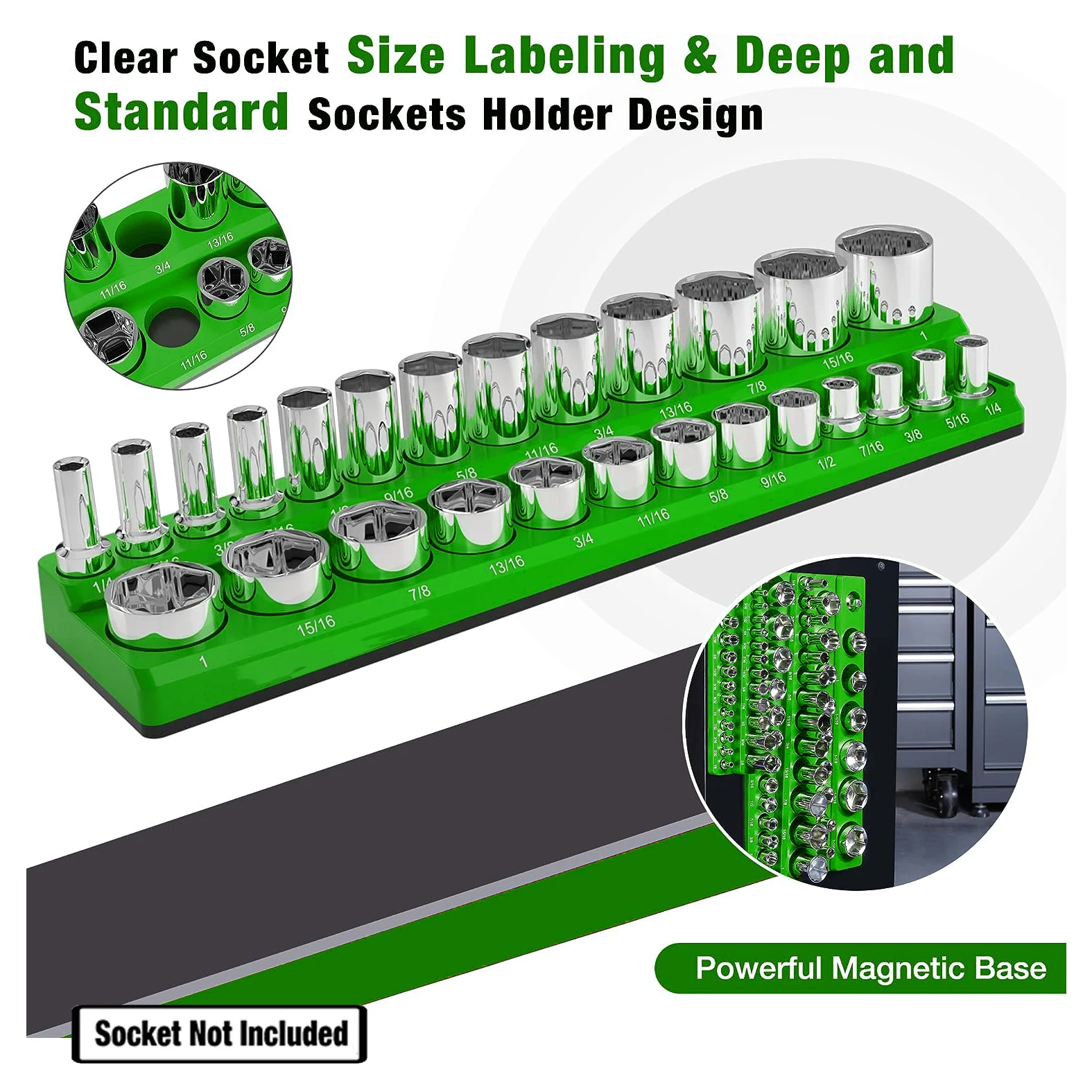 3 قطعة مجموعة حامل تخزين منظم المقبس المغناطيسي 1/4 "3/8" و 1/2 "متري SAE