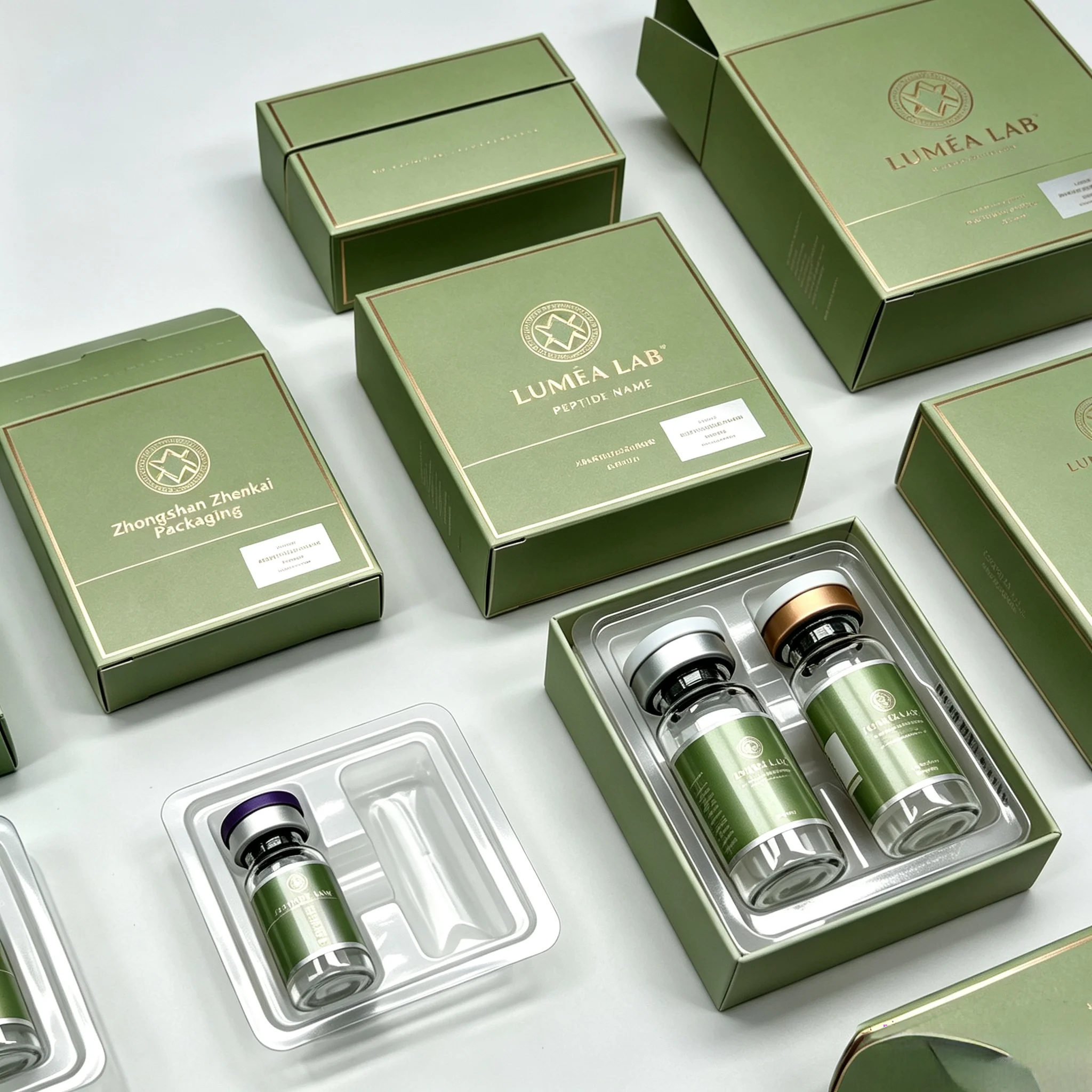 Custom Peptide Packaging Stickers Printed Carton Boxes For Cosmetic Fitness 3ml 5ml 10ml Vials Customizable Supplement Bottle La