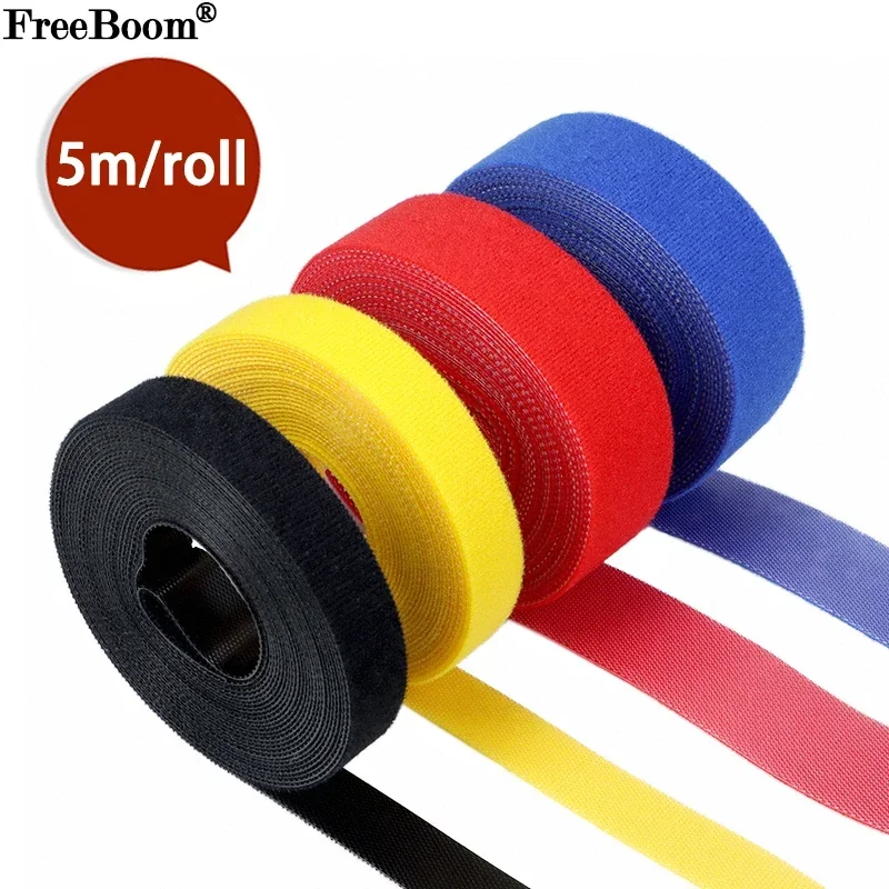 

5m/roll Cable Ties Reusable Loop Bundle Self Adhesive Fastener Clip Wire Holder Management DIY Accessories Nylon Strap Organizer