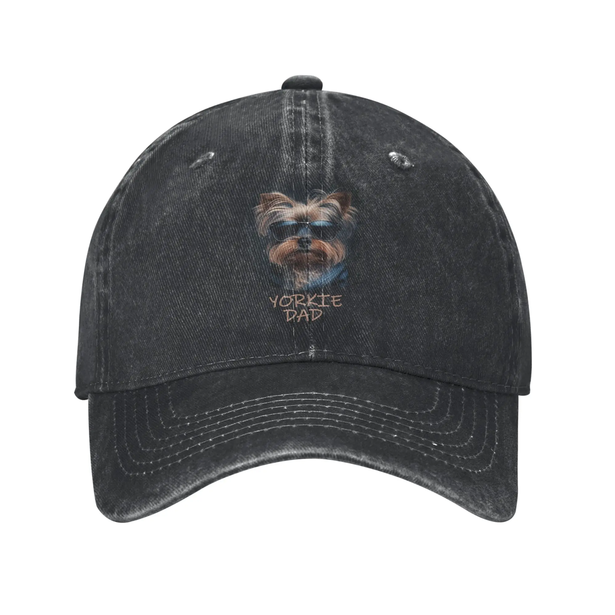Yorkie Dad Dog Baseball Caps Unisex Style Distressed Denim Snapback Hat Yorkshire Terrier Outdoor Activities Adjustable Caps Hat