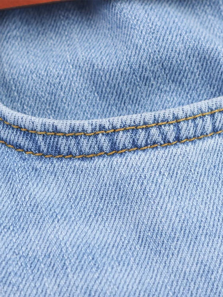 Jeans dritti a vita alta in tinta unita semplice temperamento versatile alla moda delle nuove donne in stile europeo