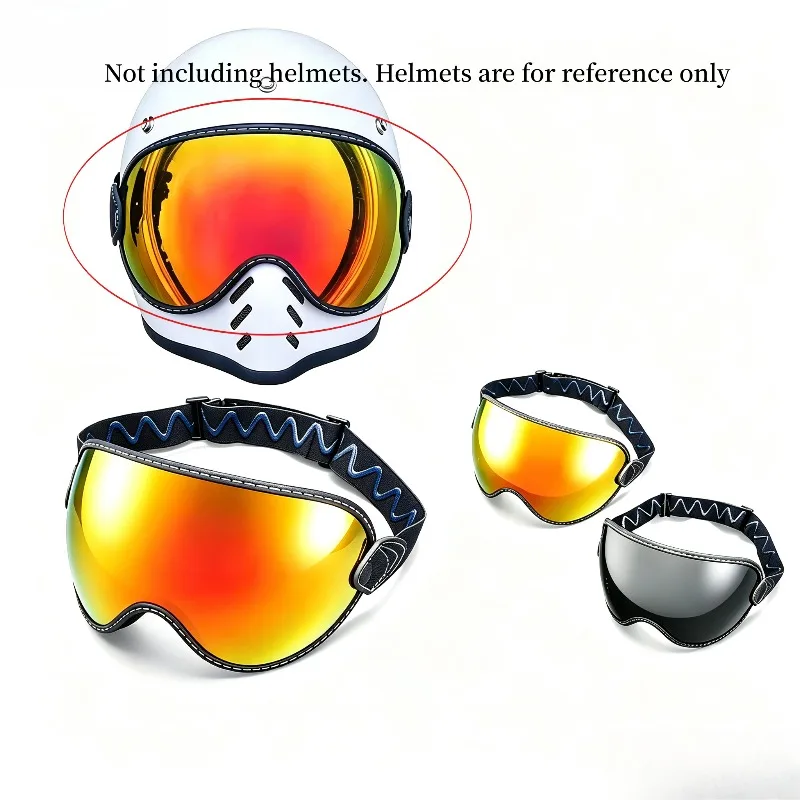 Retro Bubble Mirror Universal Helmet Lens Strap Off Road Wind Mirror Sunscreen Mirror Silicone Anti Slip Easy To Remove