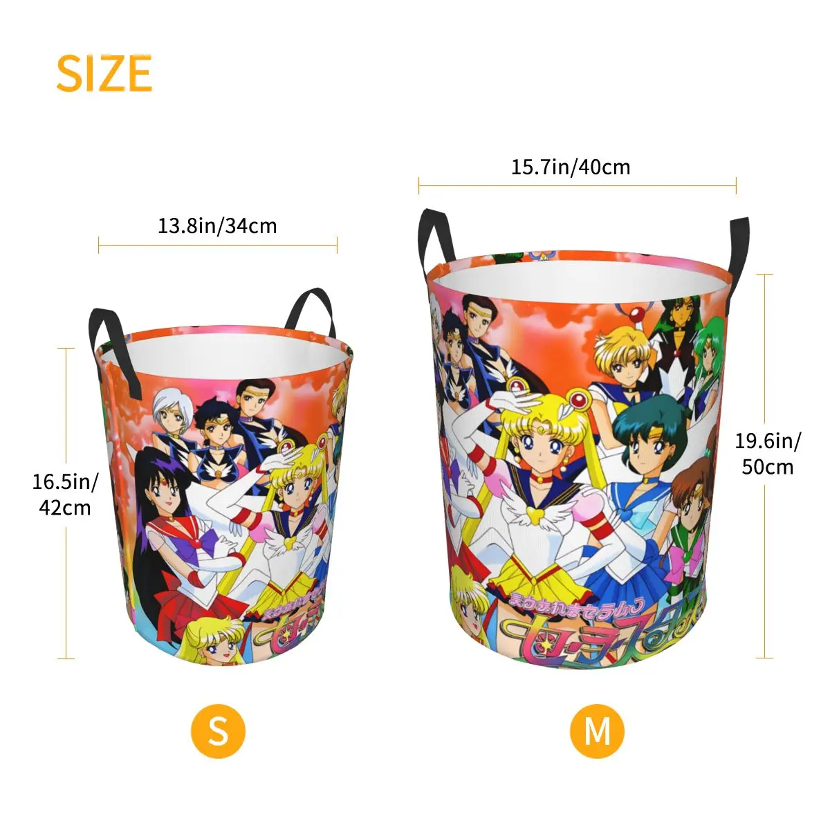 Sailor Chibi Moon Jupiter Laundry Basket Collapsible Mercury Mars Clothes Hamper Storage Bin for Bathroom view 4