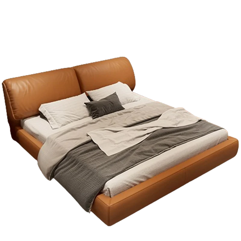 Leather Double Bed Modern Minimalist French Luxury Bed Minimalist Storage Nordic Cama De Lujo Para Dormitorio Furniture