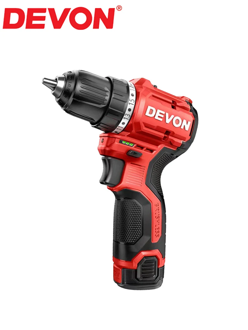 

Devon 5209 10mm Cordless Impact Drill Brushless 50Nm 1700rpm 27000bpm Dual Speed Torque Adjustable Share12v Battery Platform