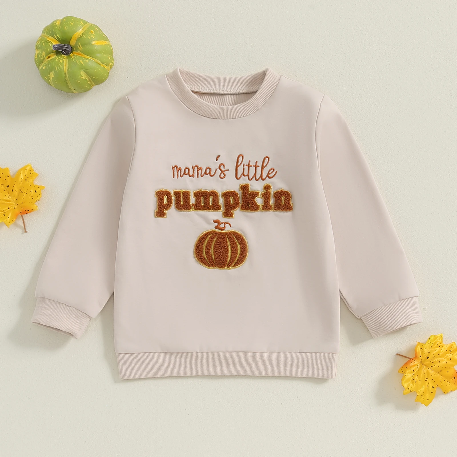 BeQeuewll Toddler Boys Girls Sweatshirts Fall Casual Kids Hoodies Fuzzy Pumpkin Embroidery Long Sleeve Children Tops Pullovers