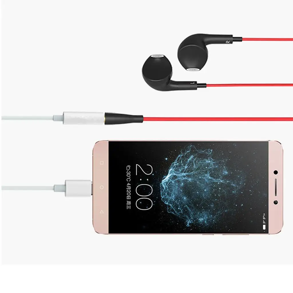 Adaptador de Áudio USB-C para 3.5mm, Cabo AUX de Plástico, Conversor de Conector para Fones de Ouvido para Dispositivos Moto Z Lumia 950 LG G5 Tipo C