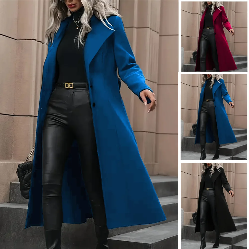 Long Woolen Coat With Extended Lace-up Jacket
