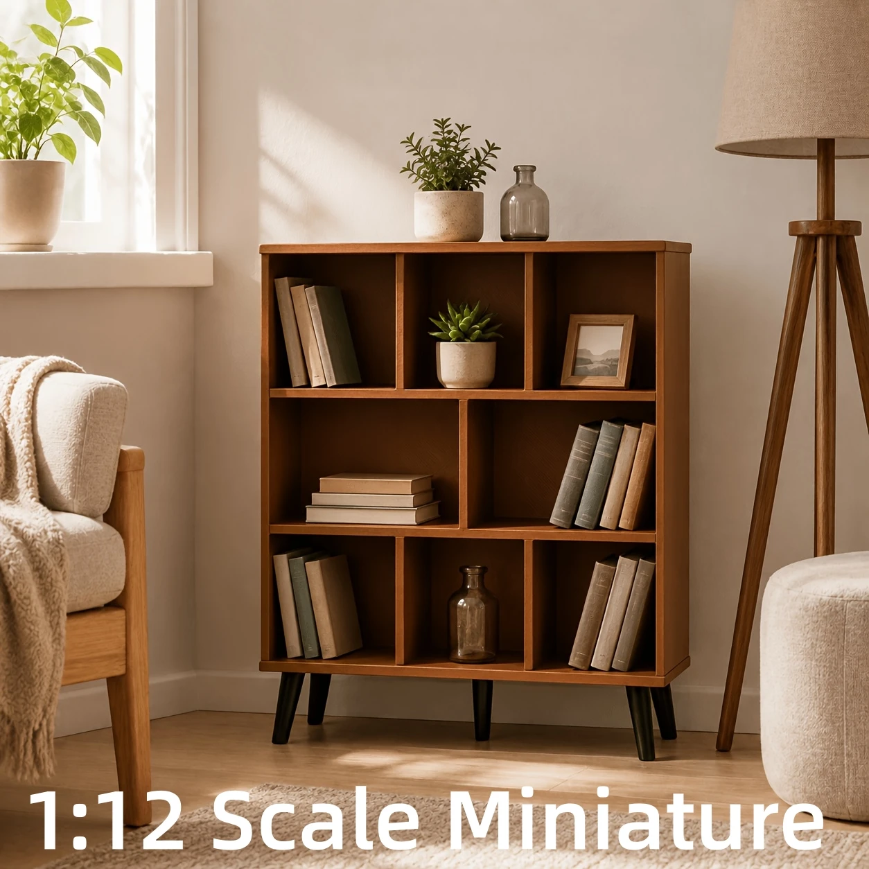 Dollhouse Furniture, Miniature Furniture, Decoration, Nordic Style Cube Cabinet, 1:12 Scale, 3D Printing Process, Storage Cabinet, Display Shelf, Bookshelf, Pla Material, Non-Wood, Home Decoration, Collectible Mini Furniture, Base Requires Self-Adhesive Glue for Reinforcement (Glue Not Included)