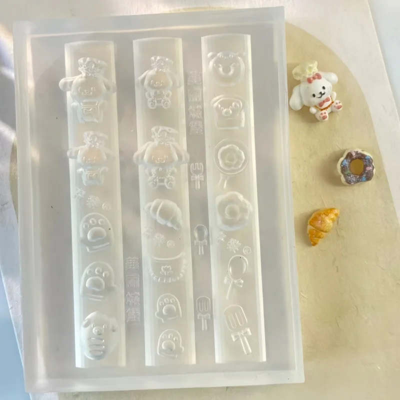 1 szt. Urocza silikonowa forma do zdobienia paznokci, kuchenna forma do ciast, lodów, widelców, łyżek, deserów, forma do dekoracji paznokci 3D z motywem zwierząt - mały miś, pies.