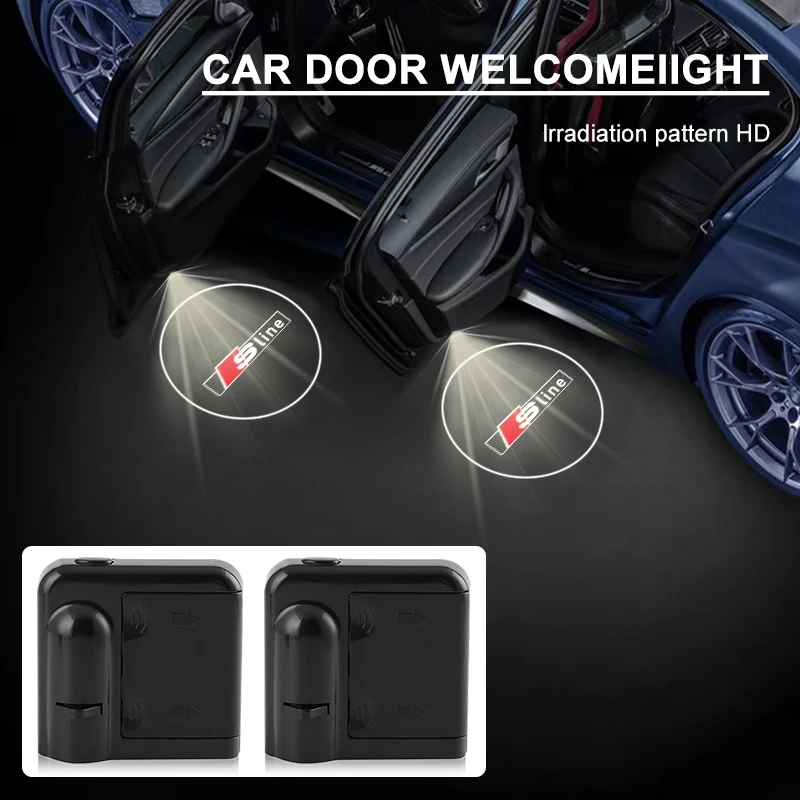 2Pcs LED Car Door Emblem Light Welcome Lamp Wireless Laser Projector For Audi A8 A5 A6 C5 C6 C7 A7 A1 A3 A4 B5 B6 B7 B8 B9 D3 Q3