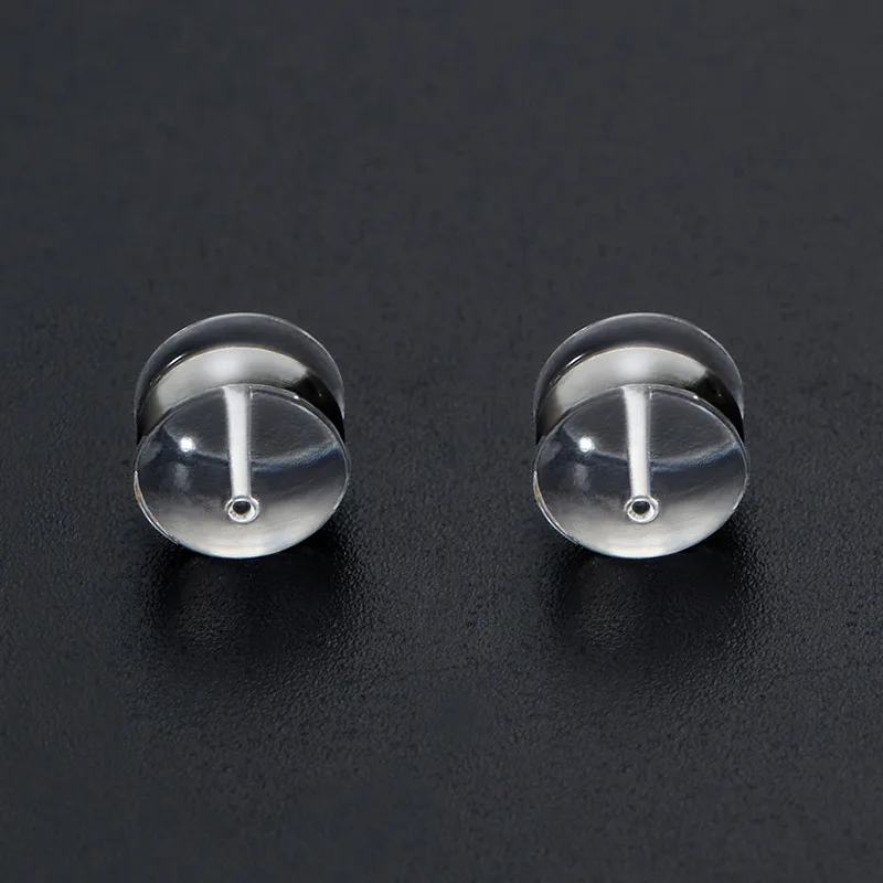 10pcs High Transparent Silicone Ear Back Stoppers Stainless Ring Hamburger Ear Plugs For Jewelry Making DIY Earring Accessories