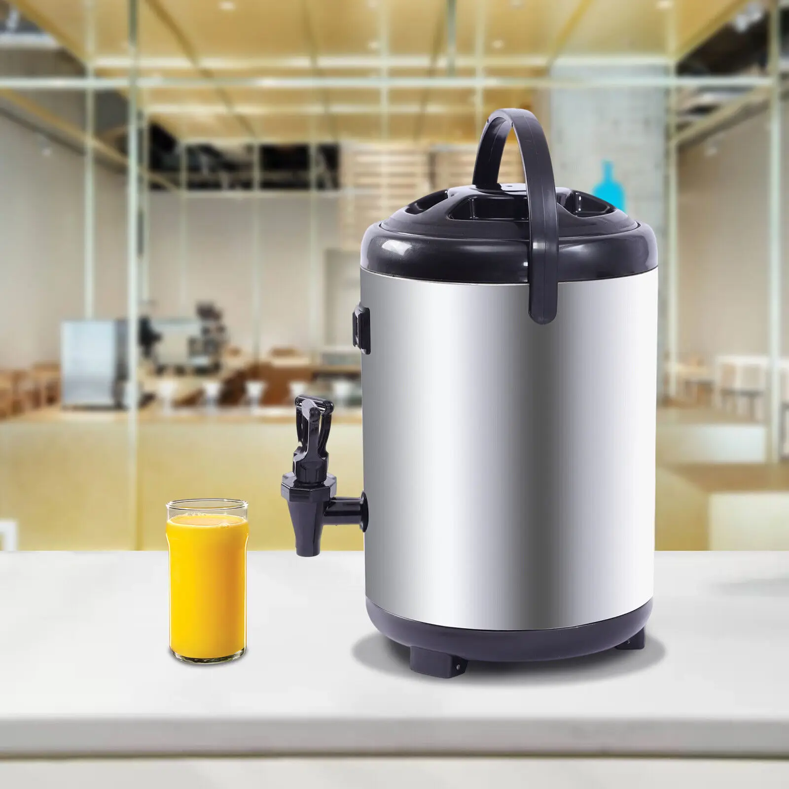 8L/2.11Gal 304 Stainless Steel Insulated Thermal Hot & Cold Beverage Dispenser with Spigot