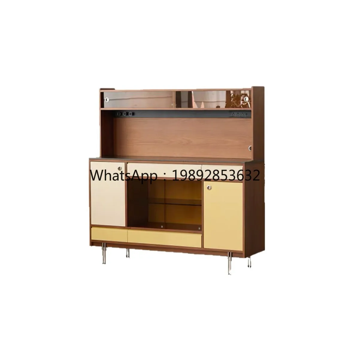 LYY خمر نمط الخشب الصلب خزانة جانبية الحائط التخزين المتكامل غرفة المعيشة المنظم خزانة خزانة مشروبات الشاي القهوة #5