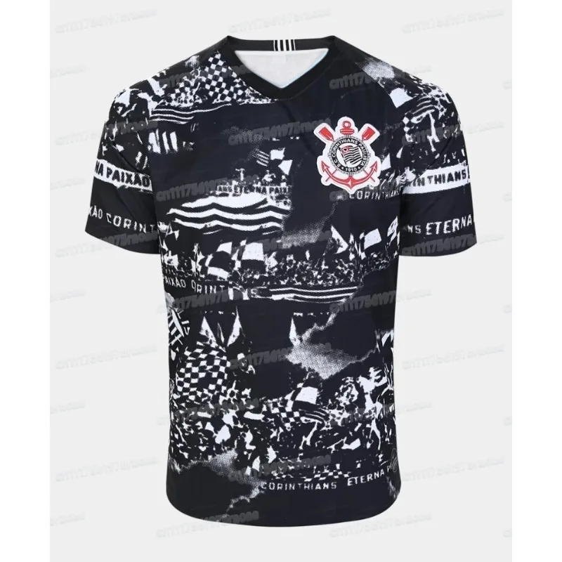 Klassisches Tim-Style Fußball-Fan-Familien-3D-Druck-Kurzarmshirt für Corinthians-Fans in Brasilien Sport-Kurzarmshirt – Detail 7