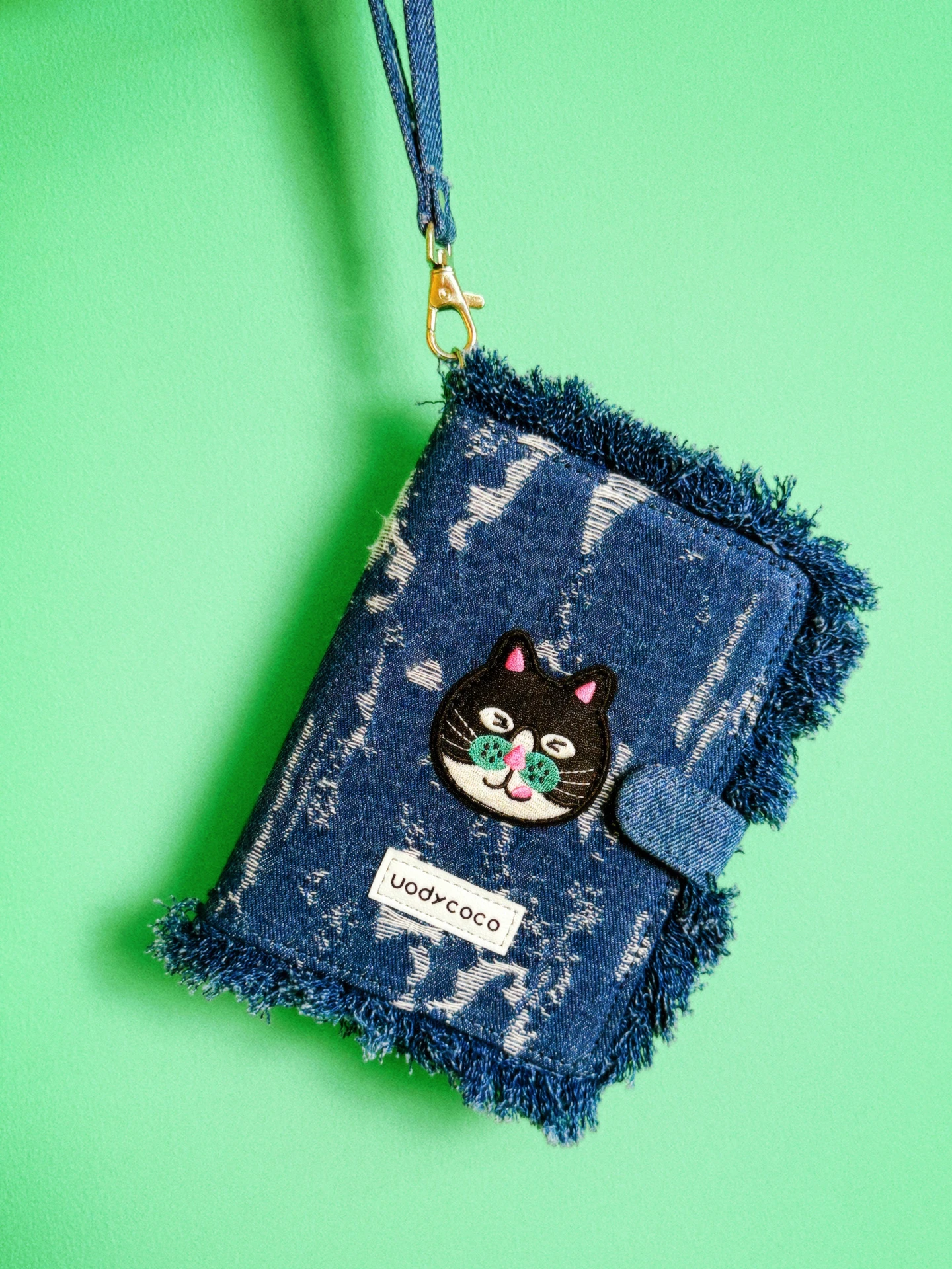 

Cartoon Denim Document Passport Holder Tassel Storage Wallet Multi-Functional Women's Handbag Stylish Bucket Shape