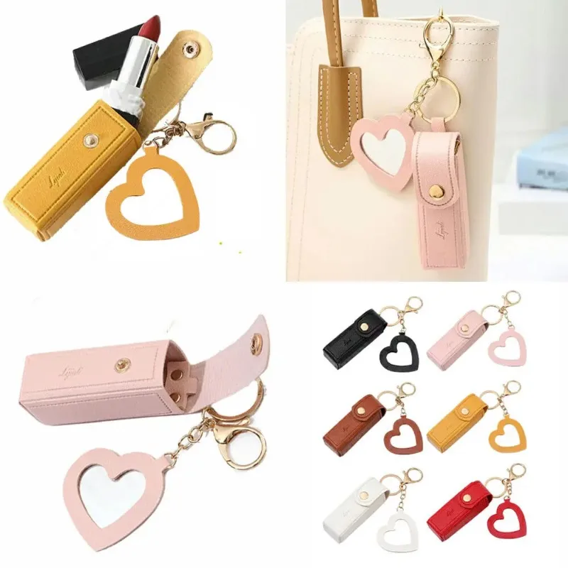 Monedero portátil con forma de sobre rojo para lápiz labial, llavero, mini bolsa de almacenamiento para monedas, caja de almacenamiento de moda con espejo.