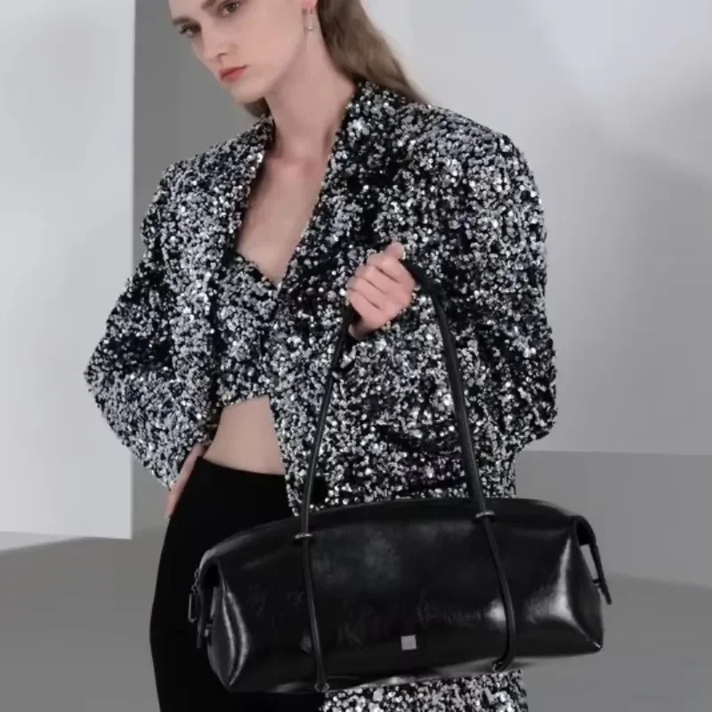 New Arrival Trendy Fashion Style Boston Handbag Pu Leather Bag for Women Chic Design Korea Large Capacity Shoulder Bag