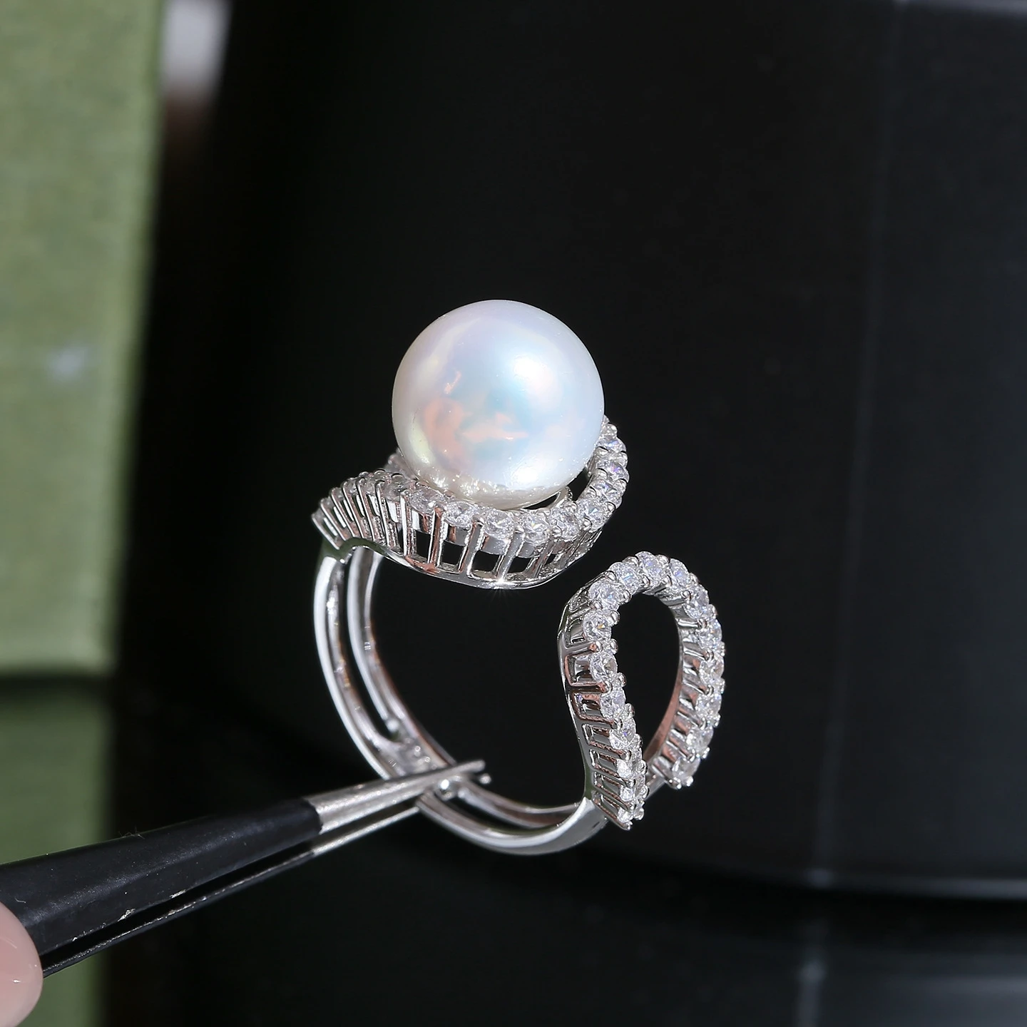 S925 Sterling Silver Adjustable Finger Ring Mountings Base Setting Findings Jewelry Mount Accessories for 9-11mm Pearls 3pcs/lot