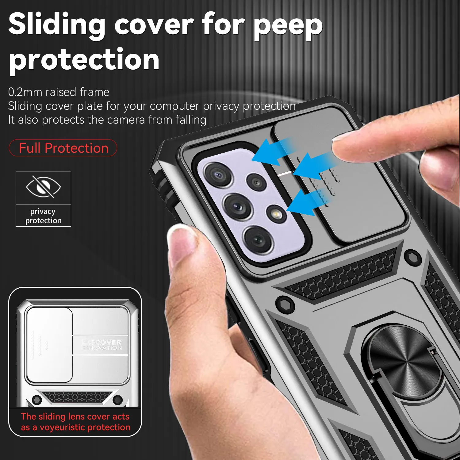 Heavy Duty Slide Camera Protection Case for Samsung Galaxy A53 5G A 53 SM-A5360 Non-Slip Shockproof Cover Funda Coque