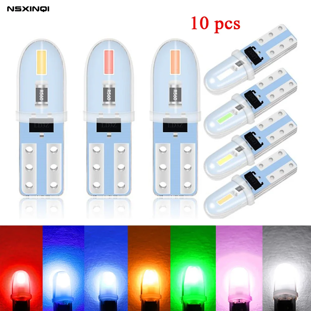 

NSXINQI 10X T5 LED 3014 2SMD No Polarity Auto Car Dashboard Lights Car Reading Instrument Panel Lamp Door License Plate Light