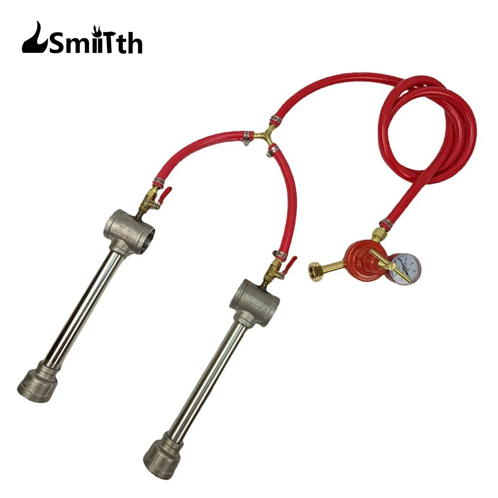 

LSMIITTH Dual Gas Burner With Regulator 100,000 BTU Propane Furnace Burner Forge Foundry Raku Kiln Blacksmith Farrie Knife