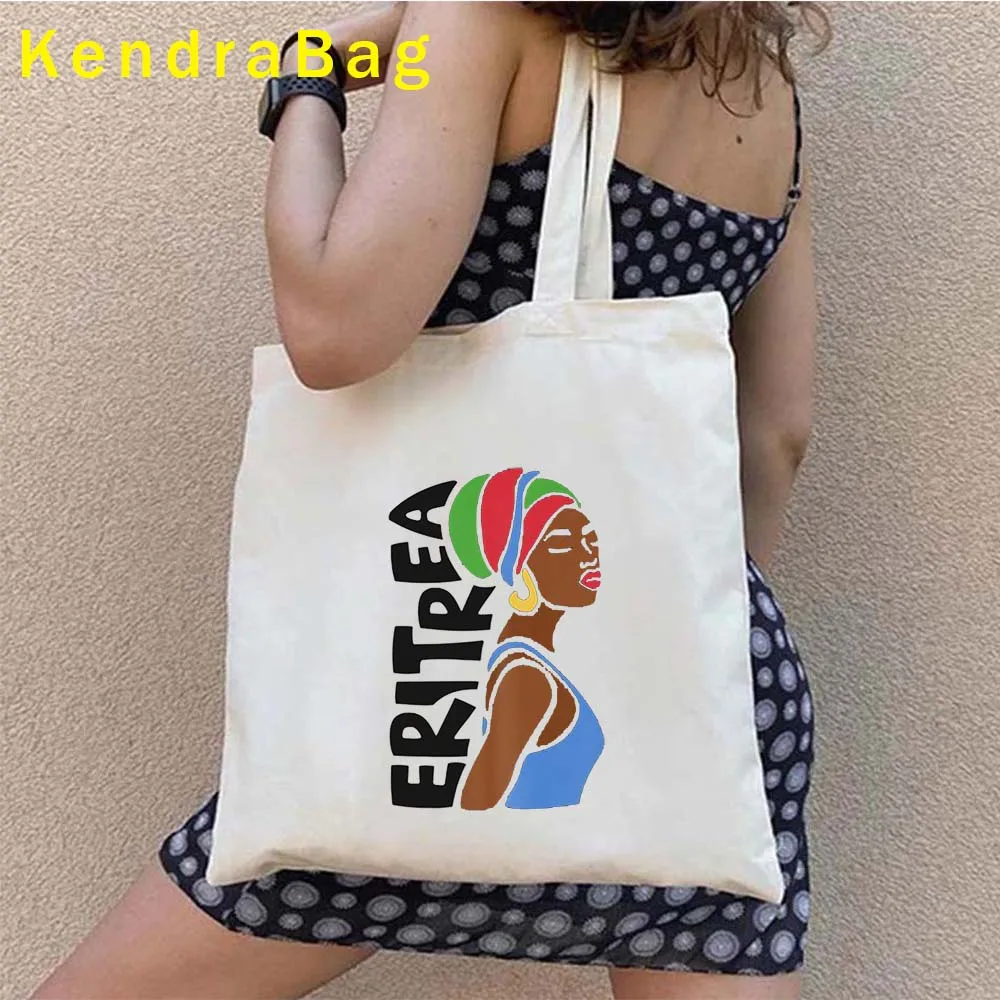 Womens Handbag Arms of Eritrea Eritrean Flag Map African Heritage Ethnic Love Canvas Shoulder Shopper Reusable Cotton Totes Bags