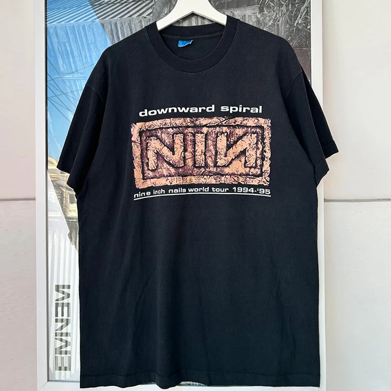 Nine Inch Nails Men's Short Sleeve T-Shirt Rock Band Style Half Sleeve BF American Heavy Cotton Trendy Casual Loose Fit T-Shirt