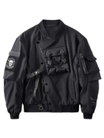 God of Death Bomber Jacket Chest Pocket Techwear Men Punk Hip Hop Tactical Streetwear Black Varsity Jackets Oversized MA1 Coats