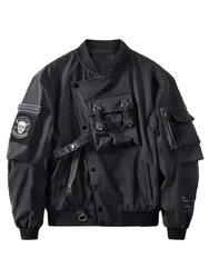 God of Death Bomber Jacket for Men, Black Varsity Jackets, Hunt Pocket Techwear, Punk Hip Hop, DulStreetwear, Respzed MA1 Combb