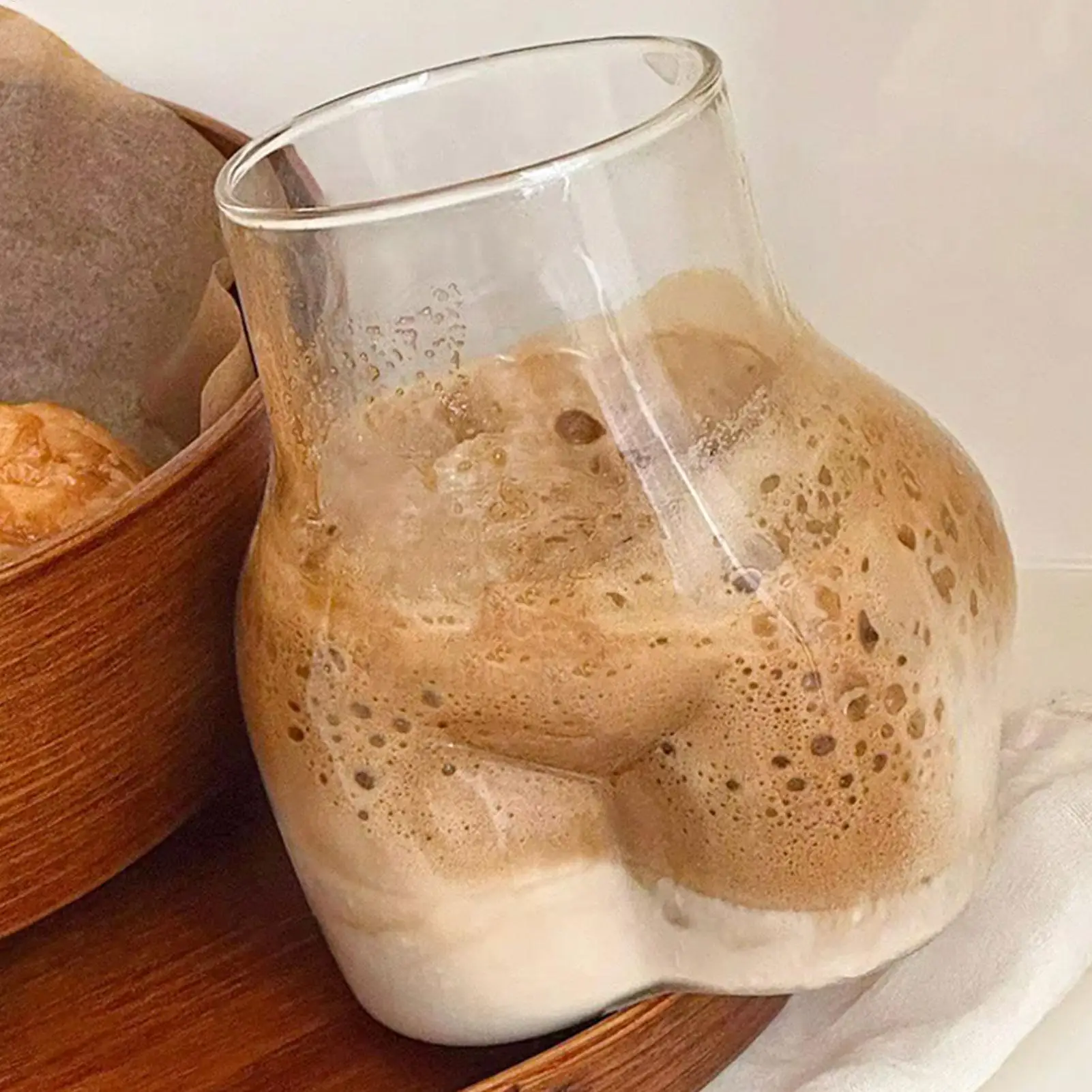 الإبداعية بعقب على شكل القدح مضحك بعقب القهوة القدح سميكة واضحة البورسليكات الزجاج الجسم الحمار كوب الحليب كوب ماء للبالغين هدية