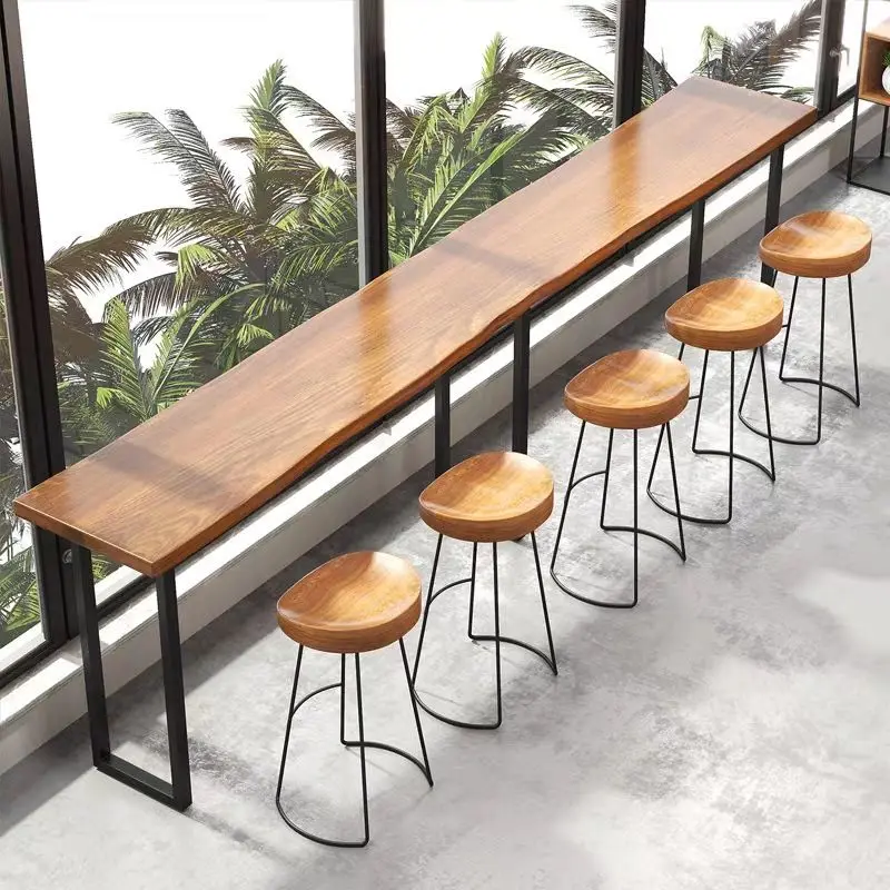 Factory Direct Sales Cheap Modern Adjustable Solid Wood Bar Stool Commercial Household High Chair for Balcony Coffee Shop