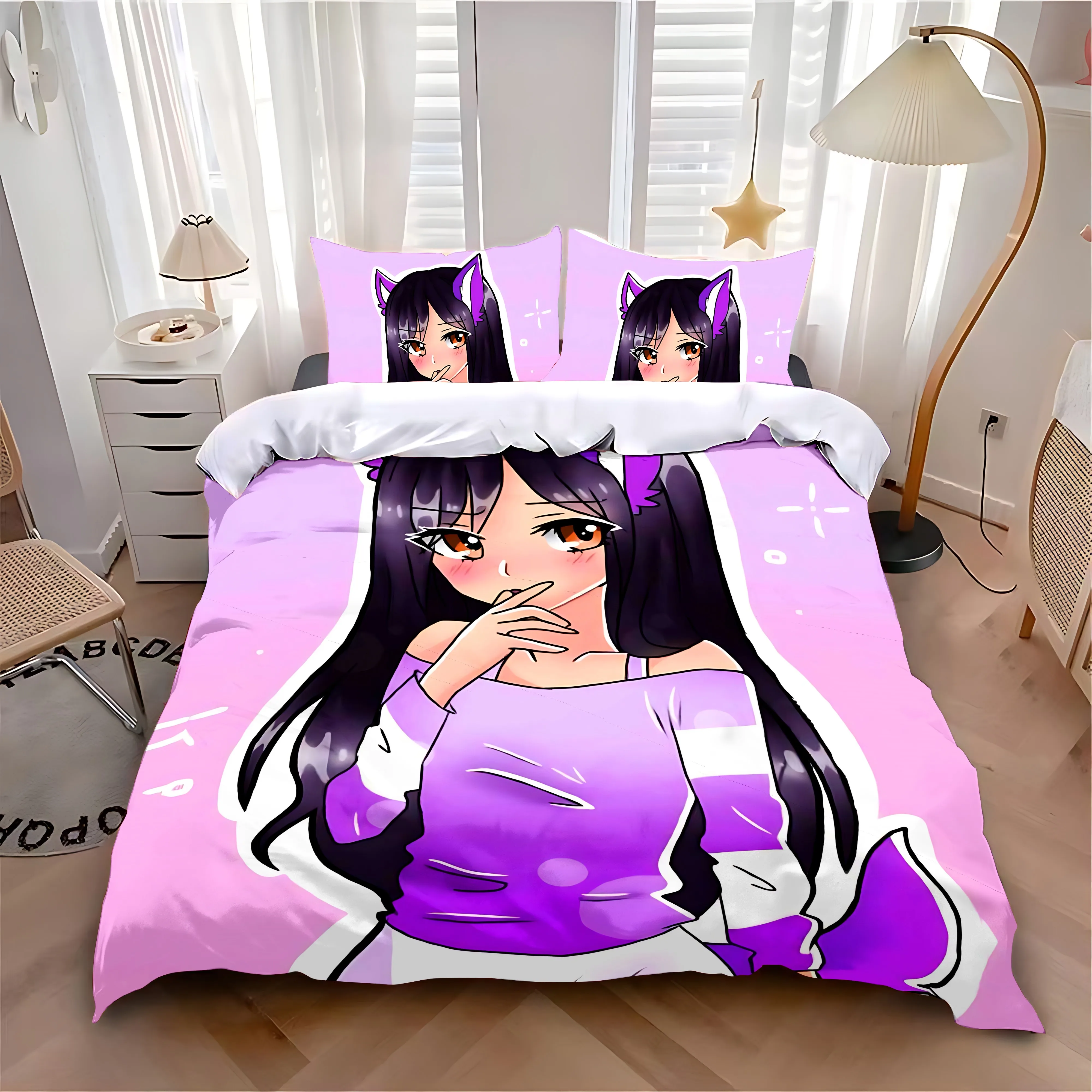 Duvet Cover Pillowcase Bedding Set Anime Aphmau With Wings Adult Boy Girl Bedroom Decoration Children Single Double Large Size