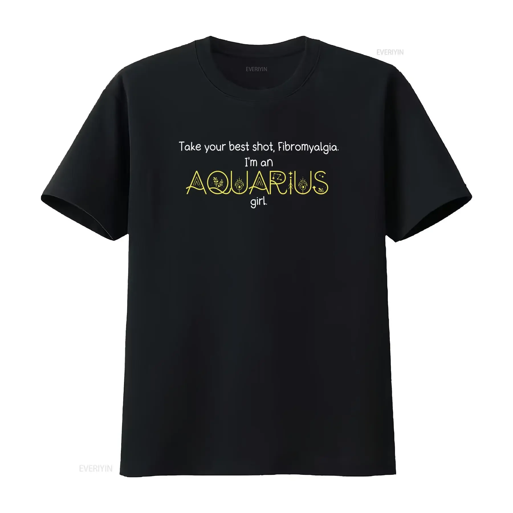 Fibromyalgia Aquarius T Shirt Funny Zodiac Women's Health Humor Invisible Illness Birthday For Friend Mom vintage Washed Casual
