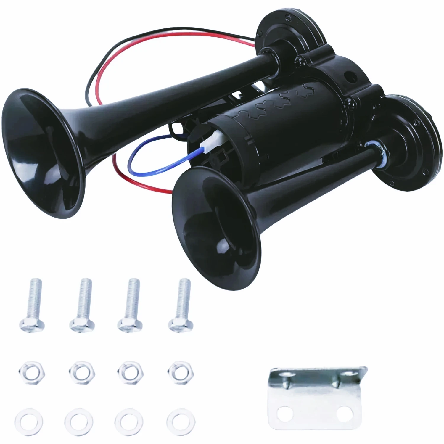 Bocina Eléctrica Negra Resistente de 600DB, Bocina de Tubo Metálico de una Pieza con Relé, Bocina para Automóvil