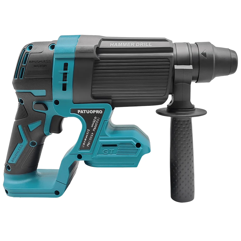 PATUOPRO 4-Mode Brushless Elecric Hammer Drill Cordless Rotary Hammer Cutting Power Tools For Makita 18V Battery(No Battery)
