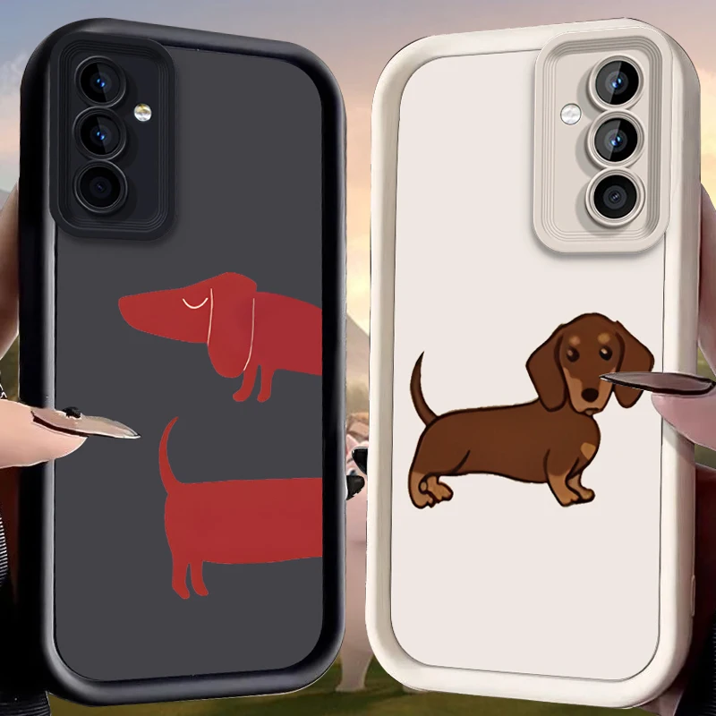 Cute Brown Dachshund Dog Case for Samsung Galaxy A37 A36 A35 A34 A33 A32 A26 A24 A23 A17 A16 A15 A14 A13 A12 4G 5G A07 A06 Cover