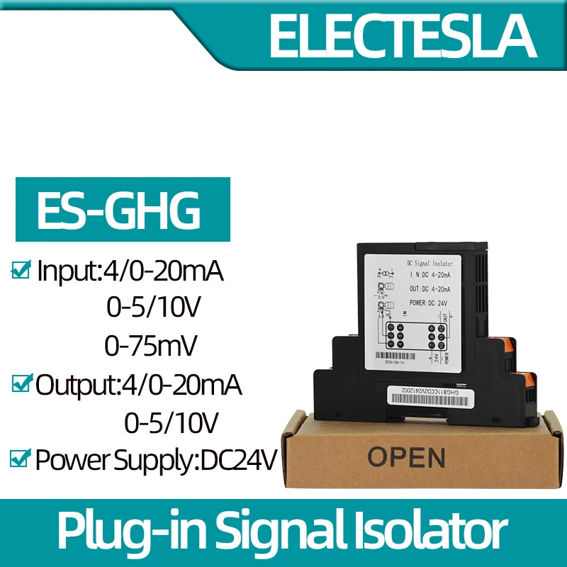 DC Signal Isolator Plug-in Type  4-20mA 0-20mA 0-5V 10V 0-75mV DC Current And Voltage Transmitter Signal Detection Conver