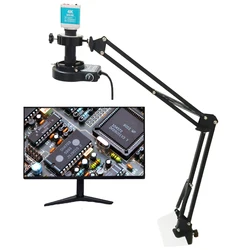Foldable Clip 4K Microscope Digital USB Camera With10X-150X C-Mount Lens  LED Light Soldering Tool Desk Clamp Industrial Repair