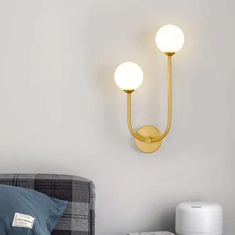Nordic Wall Lamps Double Glass Ball Interior Wall light for modern Bedroom living dining Aisle Corridor Stair decor Lighting - view 5
