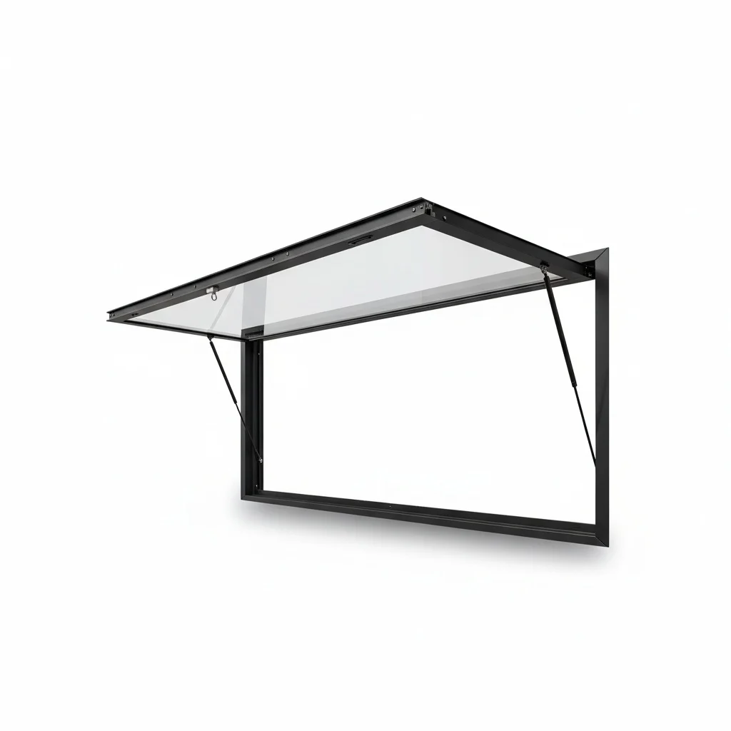 Aluminum Awning Window, Thermal Break Window, Gas Strut Window, Waterproof Tempered Glass, Folding Bar Window for Kitchen Area