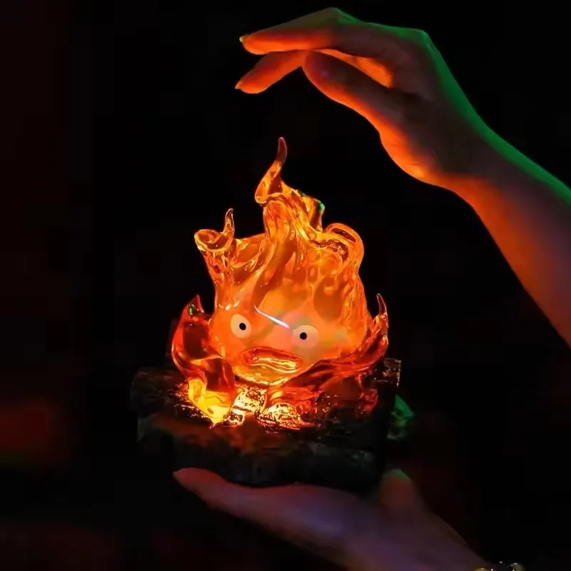 Calcifer Anime Figure Pvc Luminous Model Action Figure Breathing Lamp GK Model Toys Collection Home Decoration Gifts