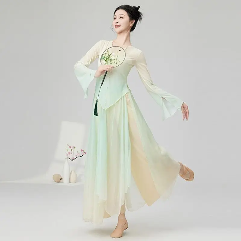 

Classical dance costumes, ethereal performance, Chinese style gradient body charm, gauze clothes, training clothes, dance