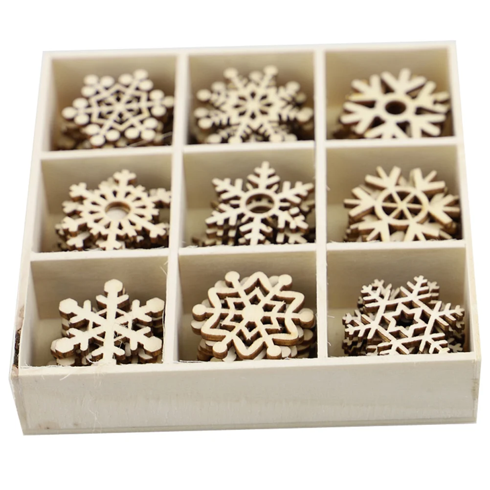 72 Pcs Decorate Beautiful Wooden Pendants Party Decors in 9 Compartments Mini Distinctive Handiworks Decroative