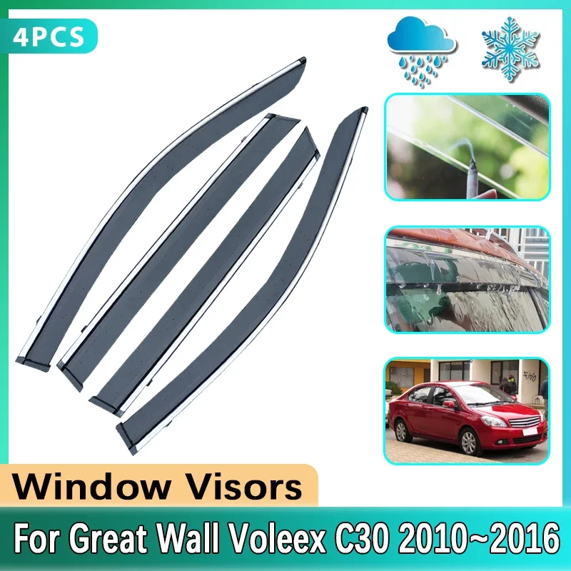 Car Side Window Visor for Great Wall Voleex C30 2010~2016 2011 2013 2014 2015 Rain Sun Guard Cover Deflectors Car Accessories