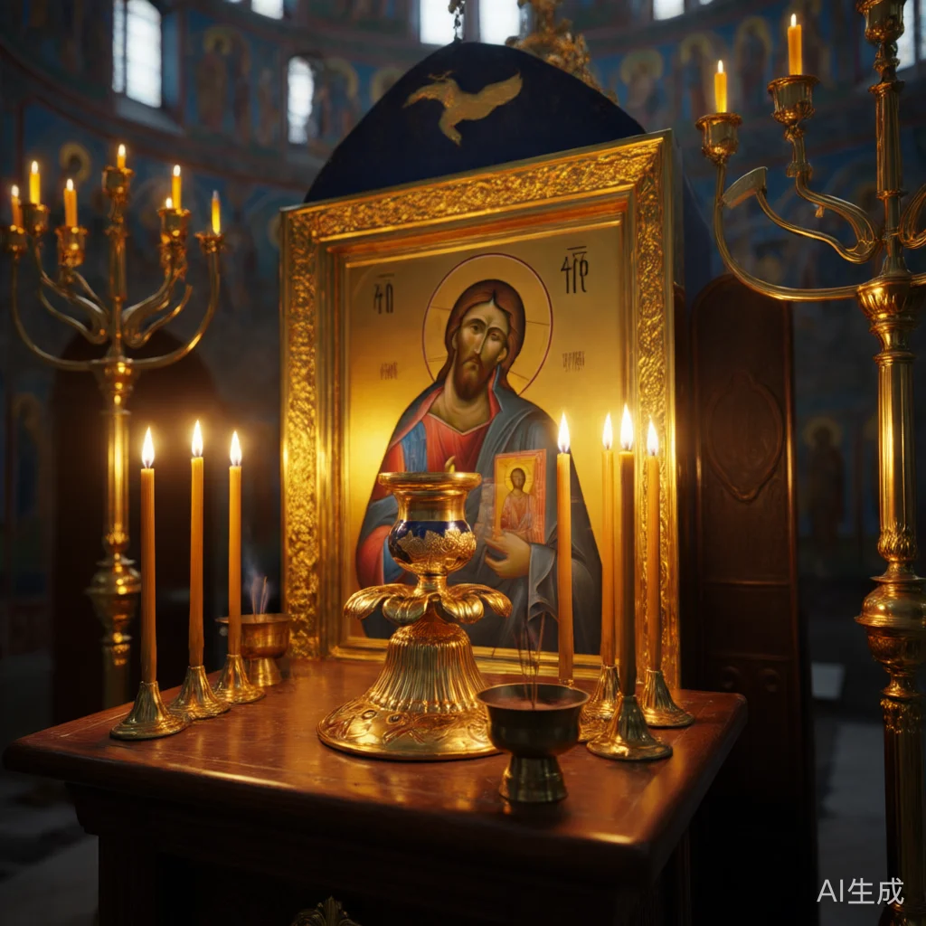 

New 2026 Premium Gold-Plated Orthodox Single Candle Holders with Enamel Floral Design for Church Services and Home Worship Areas
