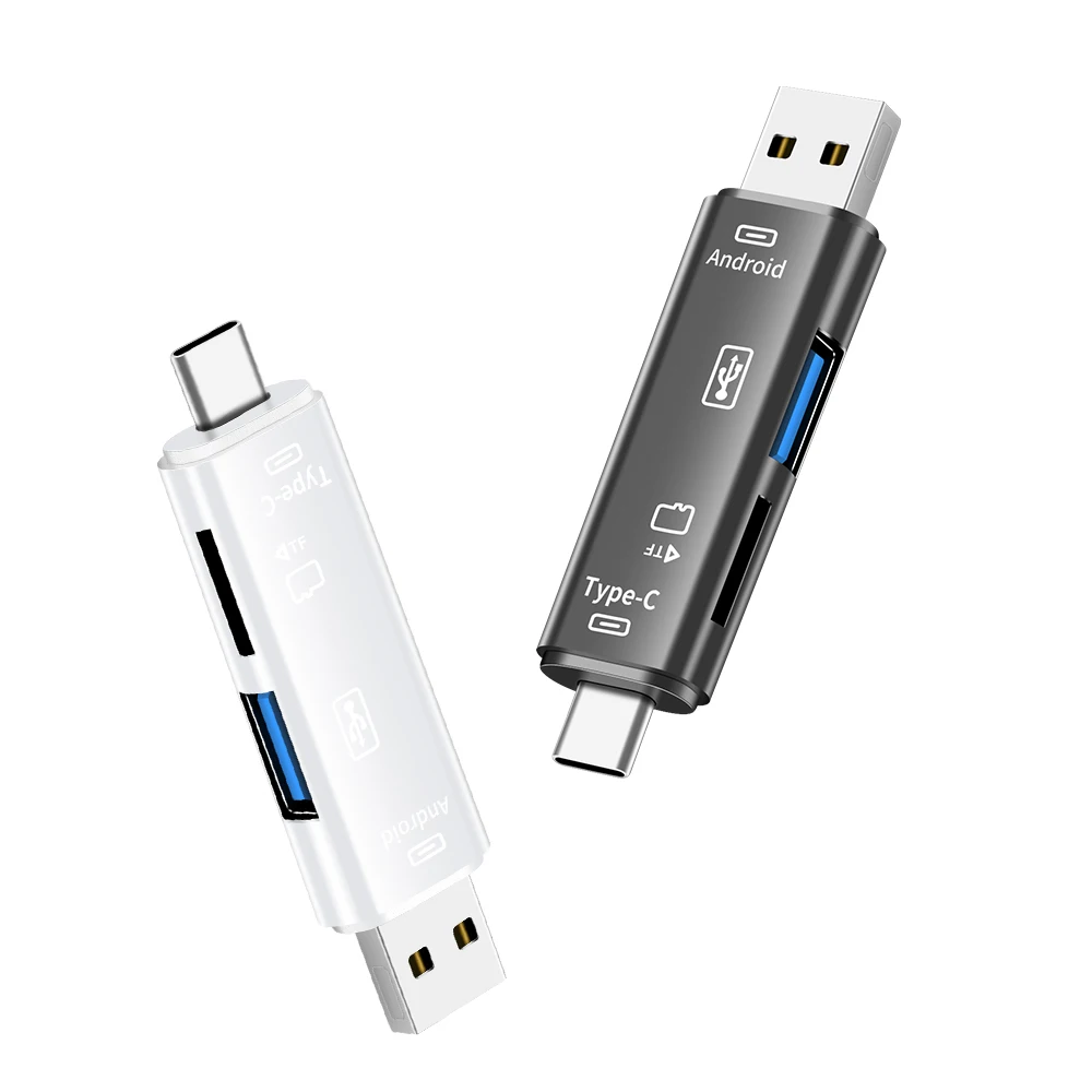 Type C & Micro USB & USB 5 in 1 USB 3.0 High-speed Universal OTG TF Card Reader for Android Phone Computer Extension Headers