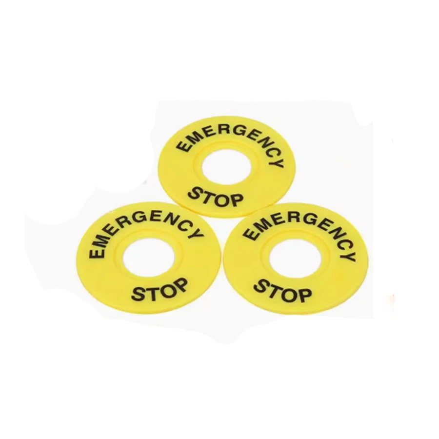 Direct Selling Emergency Stop Button Switch 22mm Button Sign Frame Emergency Stop Sign Warning Circle Sign STOP60mm